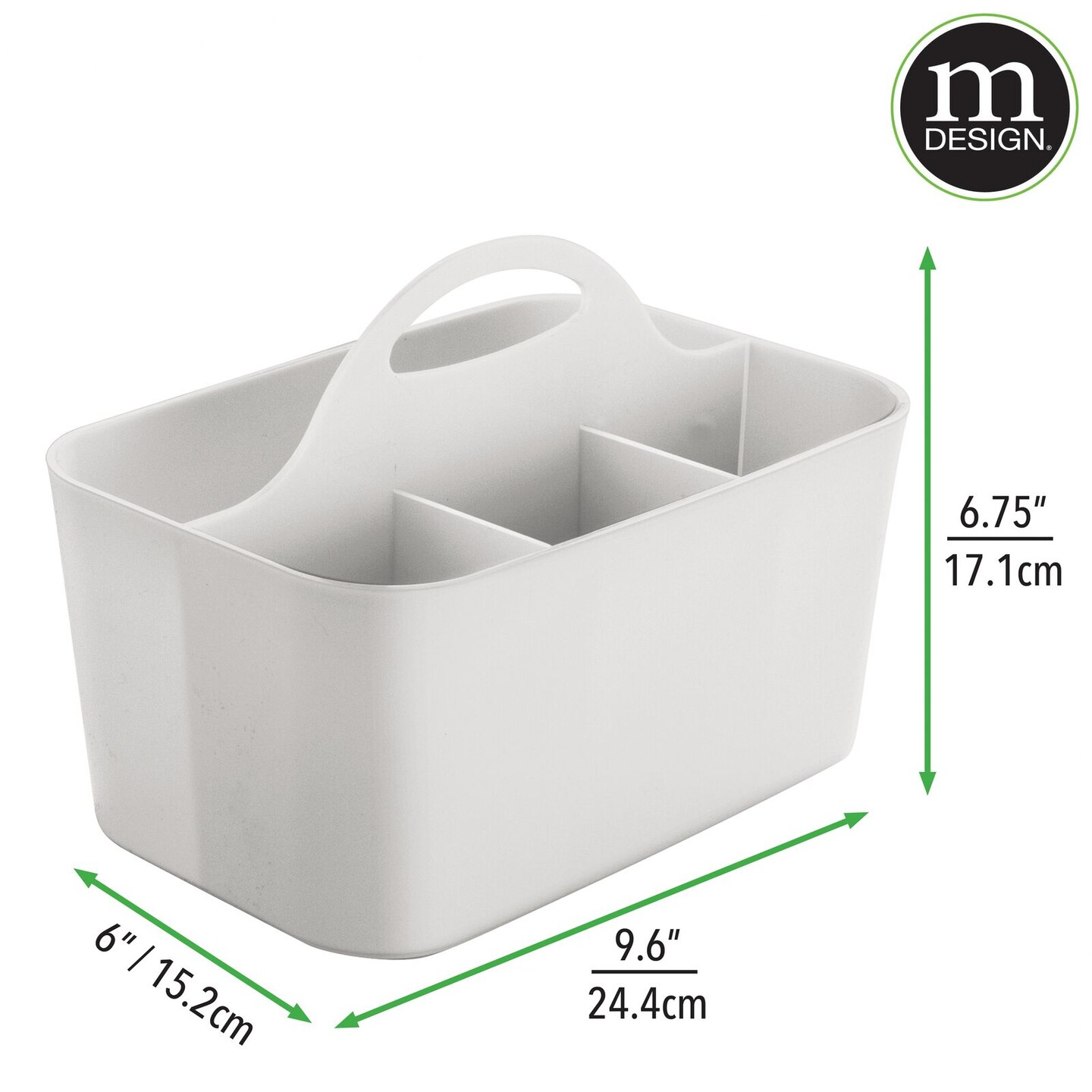 mDesign Plastic Storage Caddy Tote for Desktop Office Supplies, Small