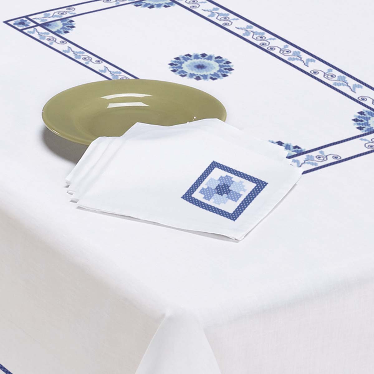 Herrschners Blue Delft Napkins Stamped CrossStitch Michaels