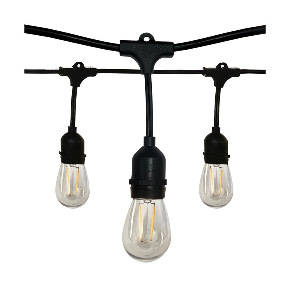 24Ft Outdoor LED String Lights 12W S14 Warm White Bulb w/ 12 Bulbs