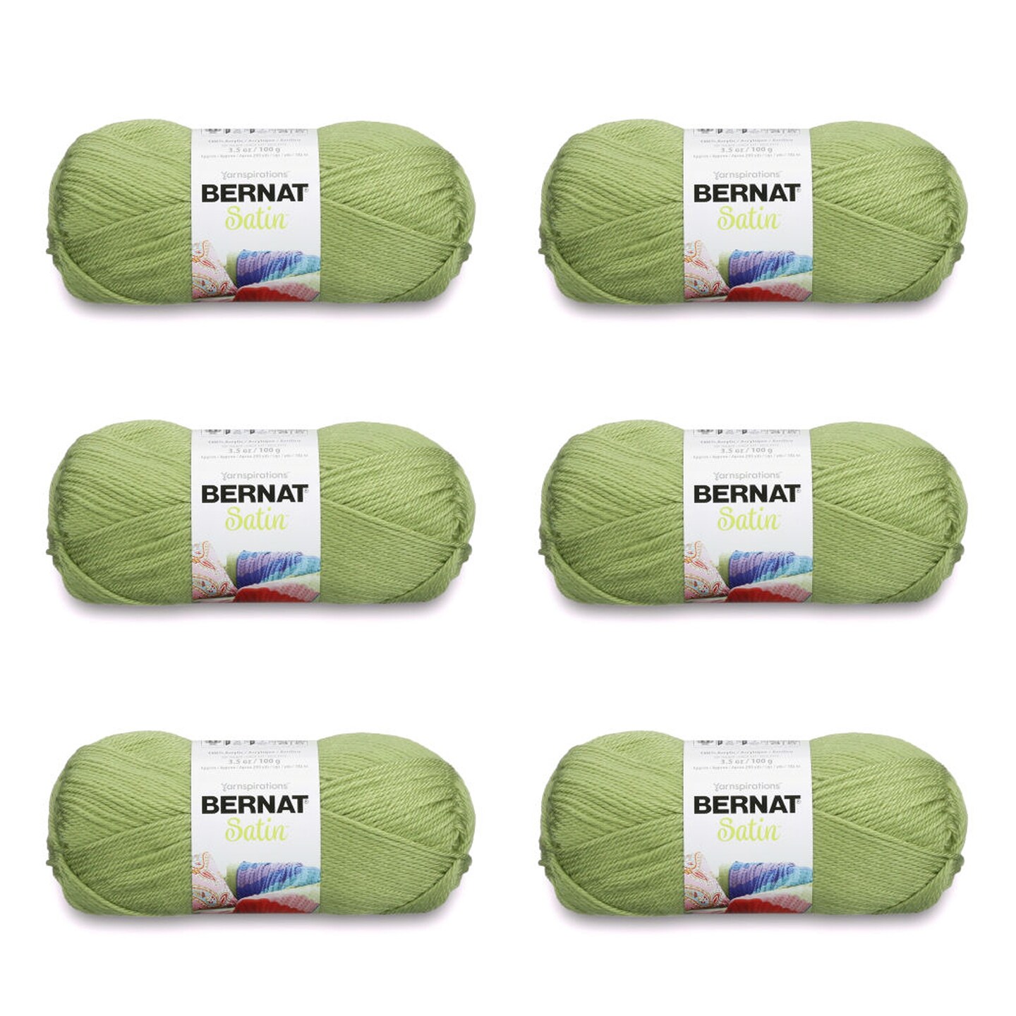 Bernat Satin Fern Yarn 6 Pack of 100g 3.5oz Acrylic 4 Medium Worsted 200 Yards Knitting Crochet