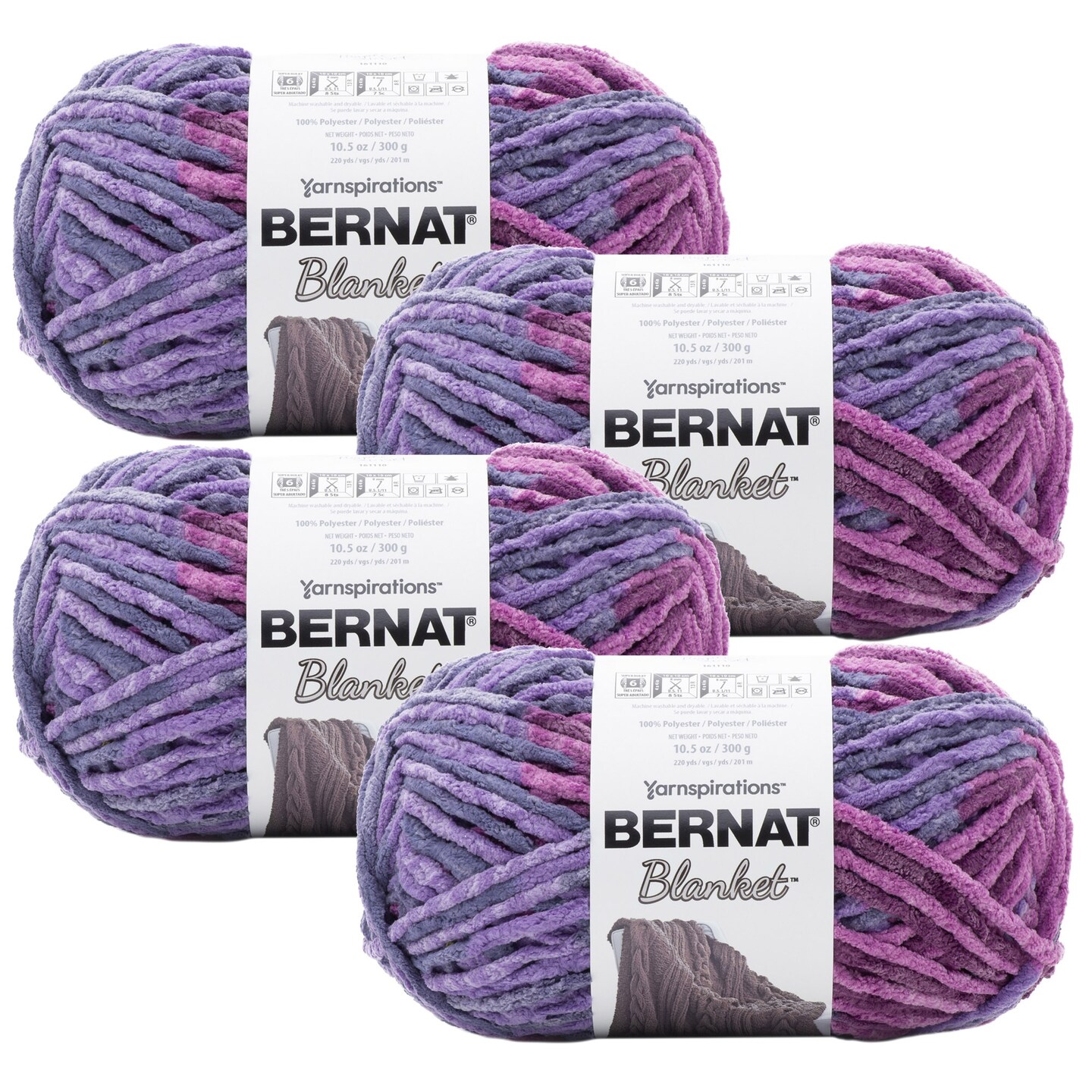 (Pack of 4) Bernat Blanket Big Ball Yarn-Purple Sunset