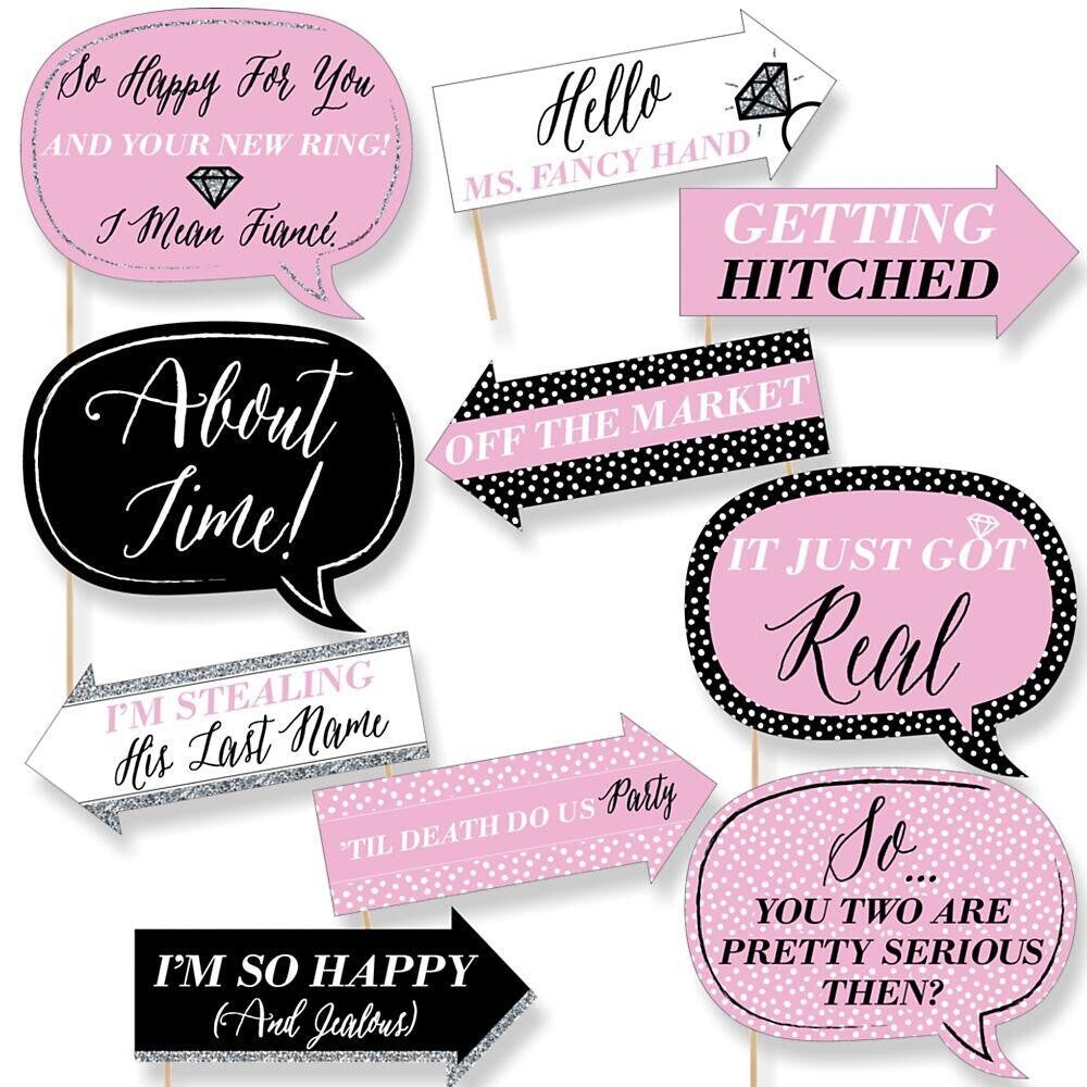 Big Dot of Happiness Funny Omg, You&#x27;re Getting Married - Engagement Party Photo Booth Props Kit - 10 Piece