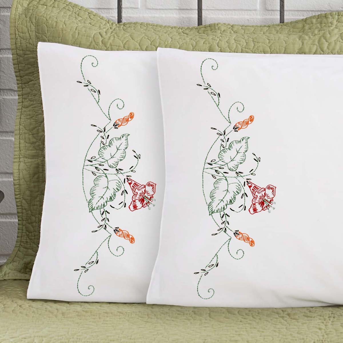 Herrschners Evelyn Pillowcase Pair Stamped Embroidery Michaels