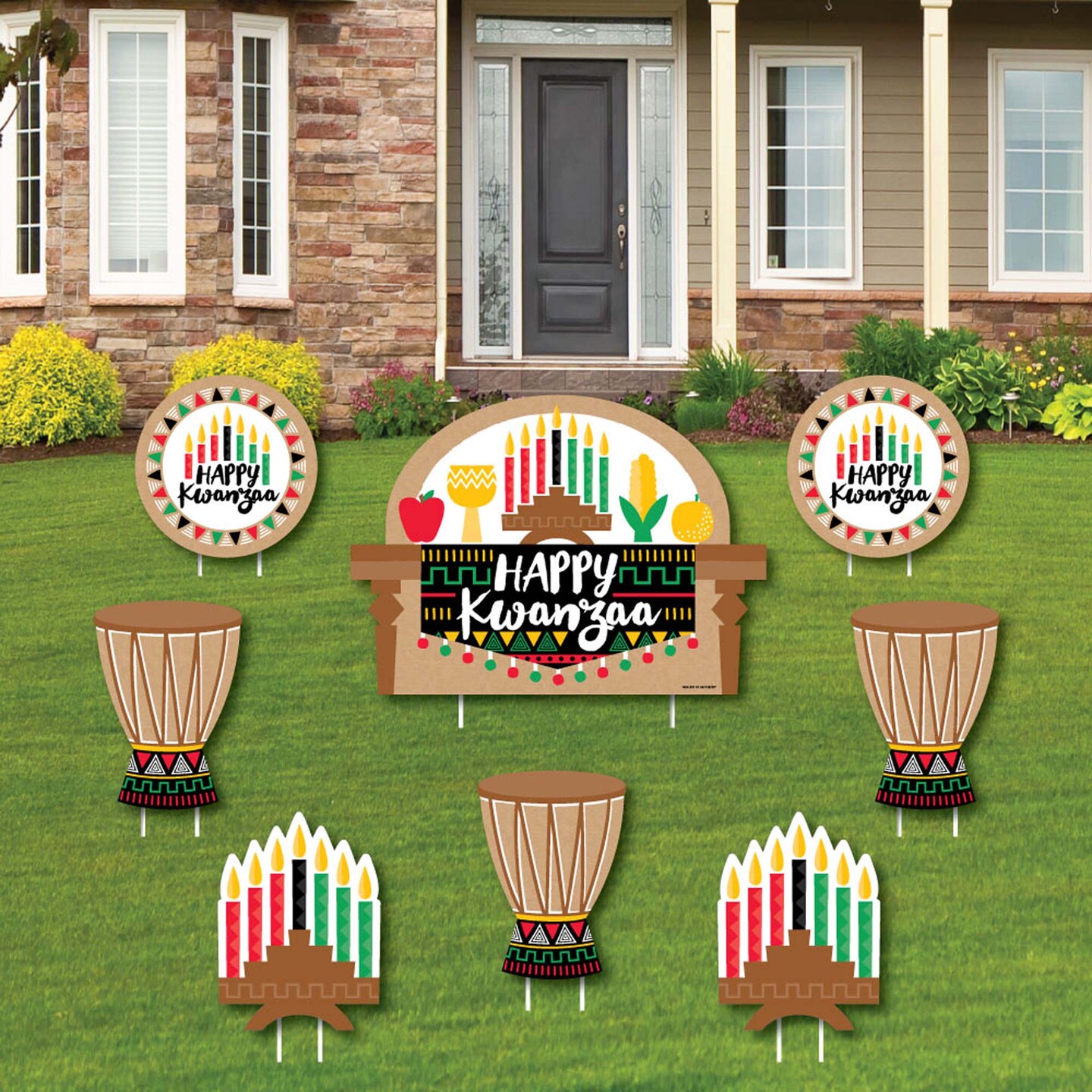 Big Dot of Happiness Happy Kwanzaa - Yard Sign and Outdoor Lawn Decorations - Party Holiday Yard Signs - Set of 8