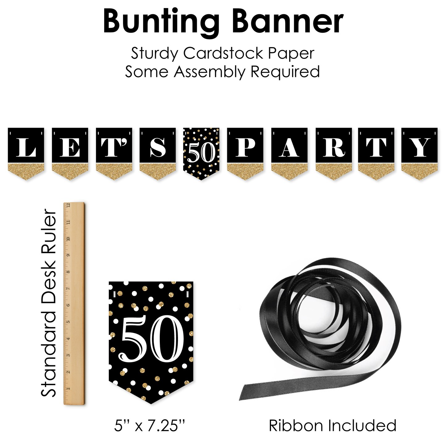 Big Dot of Happiness Adult 50th Birthday - Gold - Birthday Party Supplies Decoration Kit - Decor Galore Party Pack - 51 Pieces