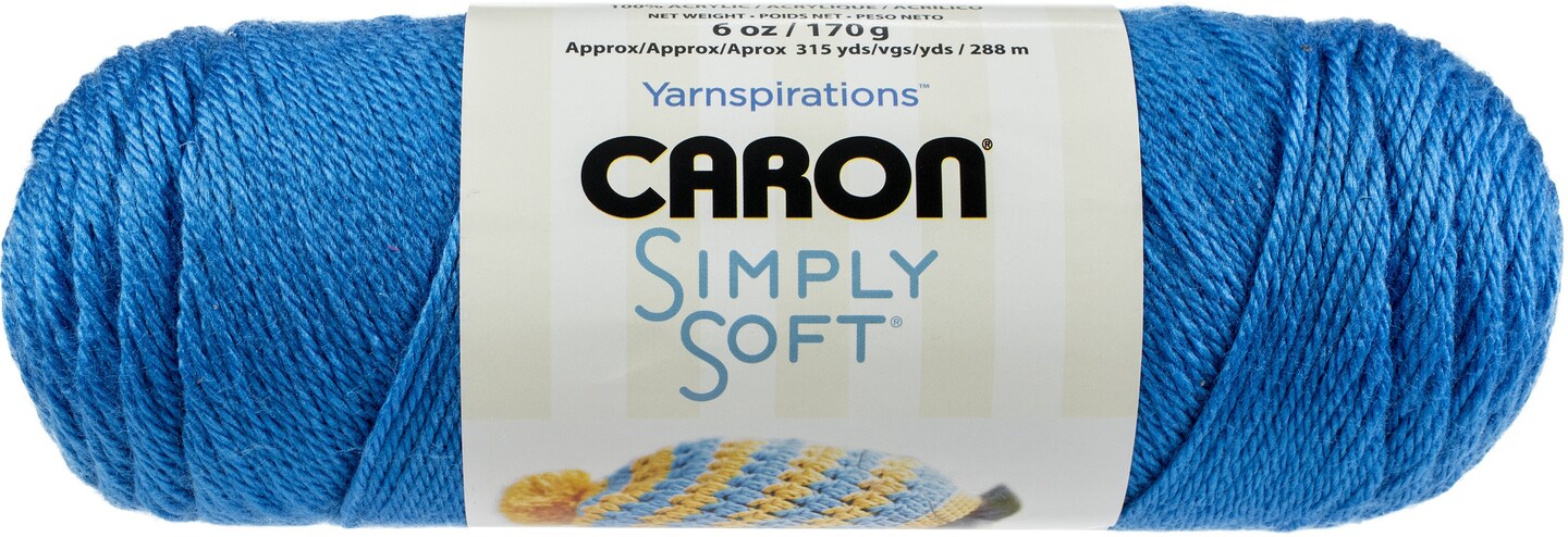 Caron Simply Soft Cobalt Blue Yarn - 3 Pack of 170g/6oz - Acrylic