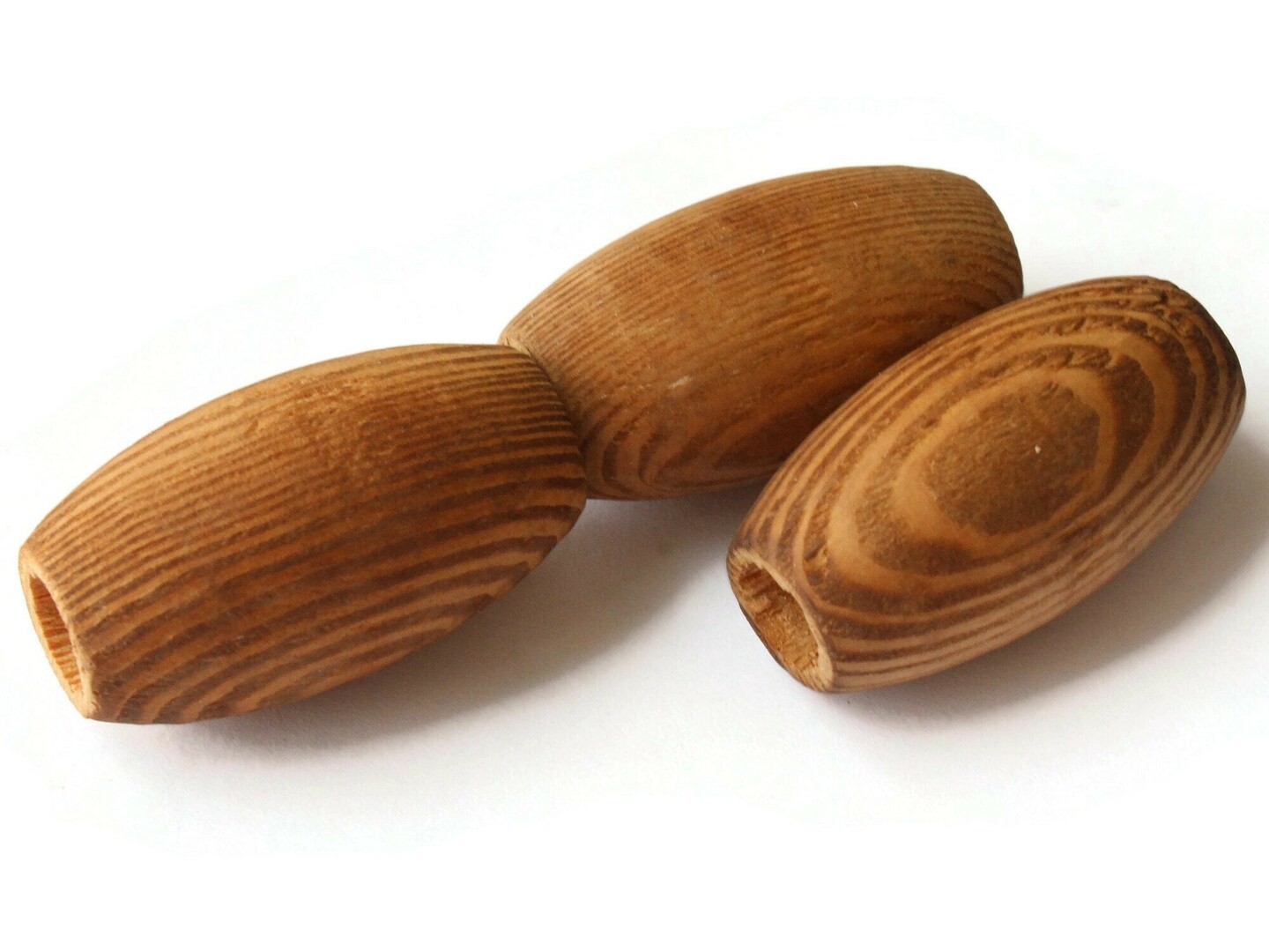 3 44mm Long Wood Barrel Beads