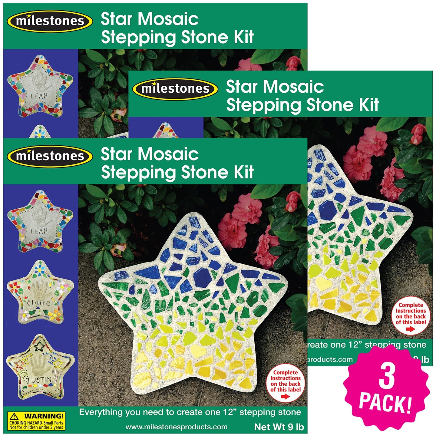Multipack of 3 - Mosaic Stepping Stone Kit-Star