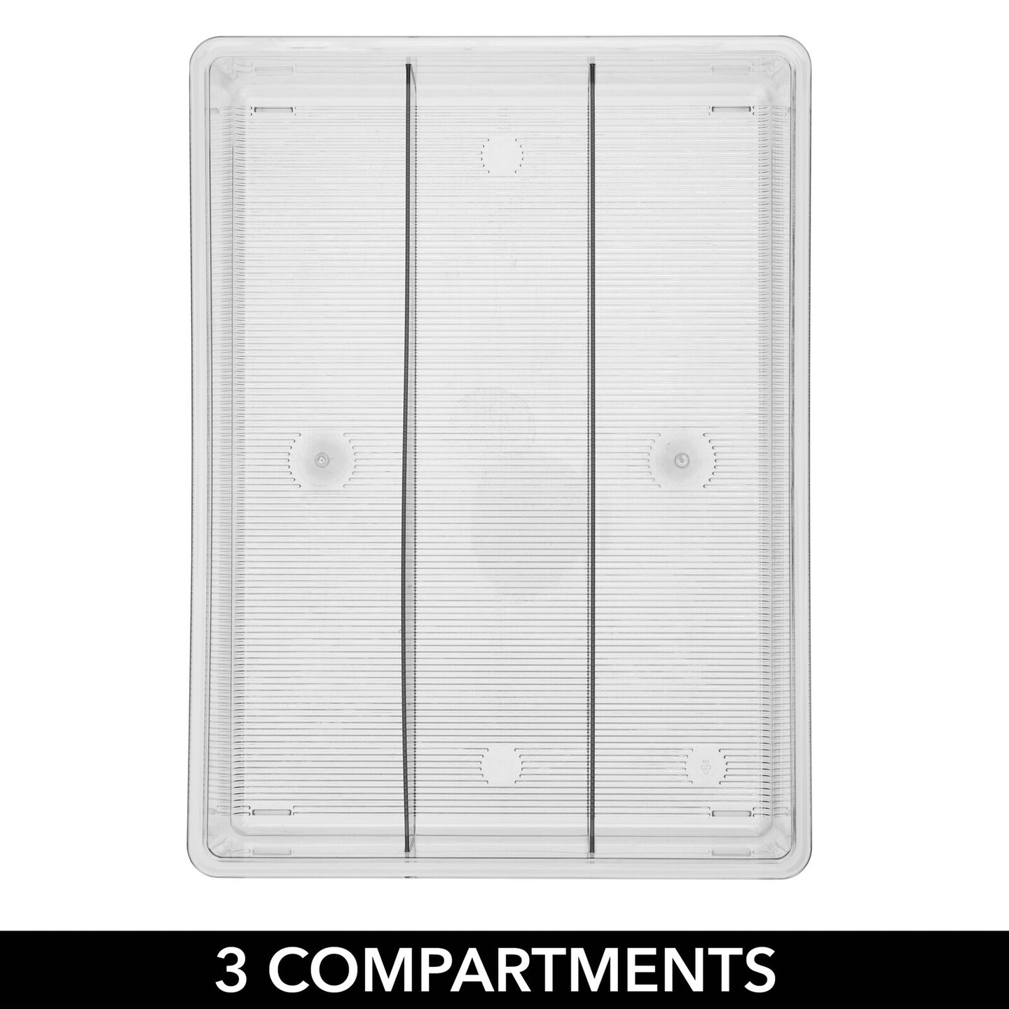 mDesign Plastic 3-Section In-Drawer Kitchen Utensil Organizer Tray