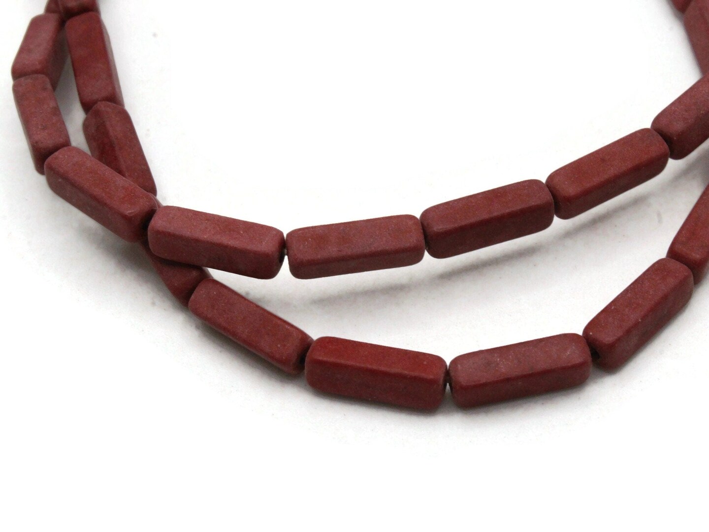 32 13mm Red Rectangle Dyed Howlite Stone Beads