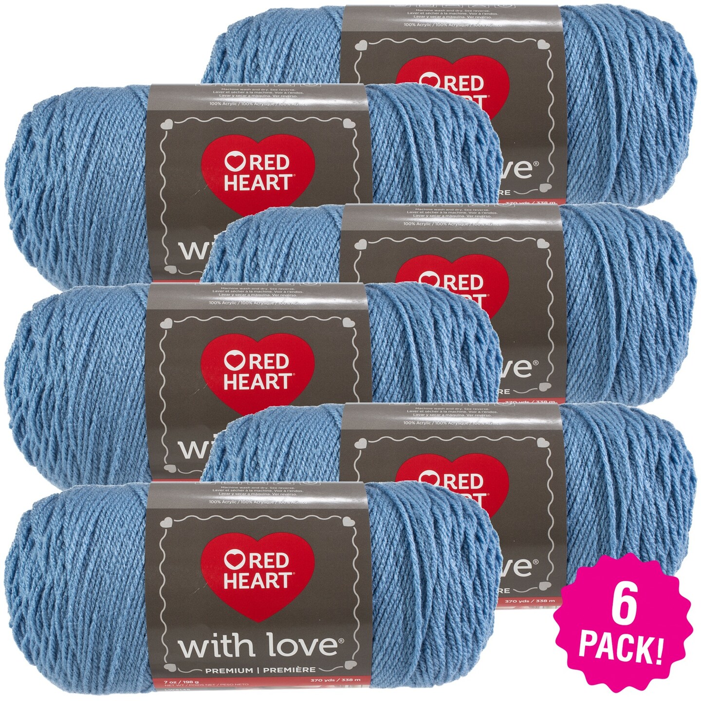 Multipack of 6 - Red Heart With Love Yarn-Bluebell