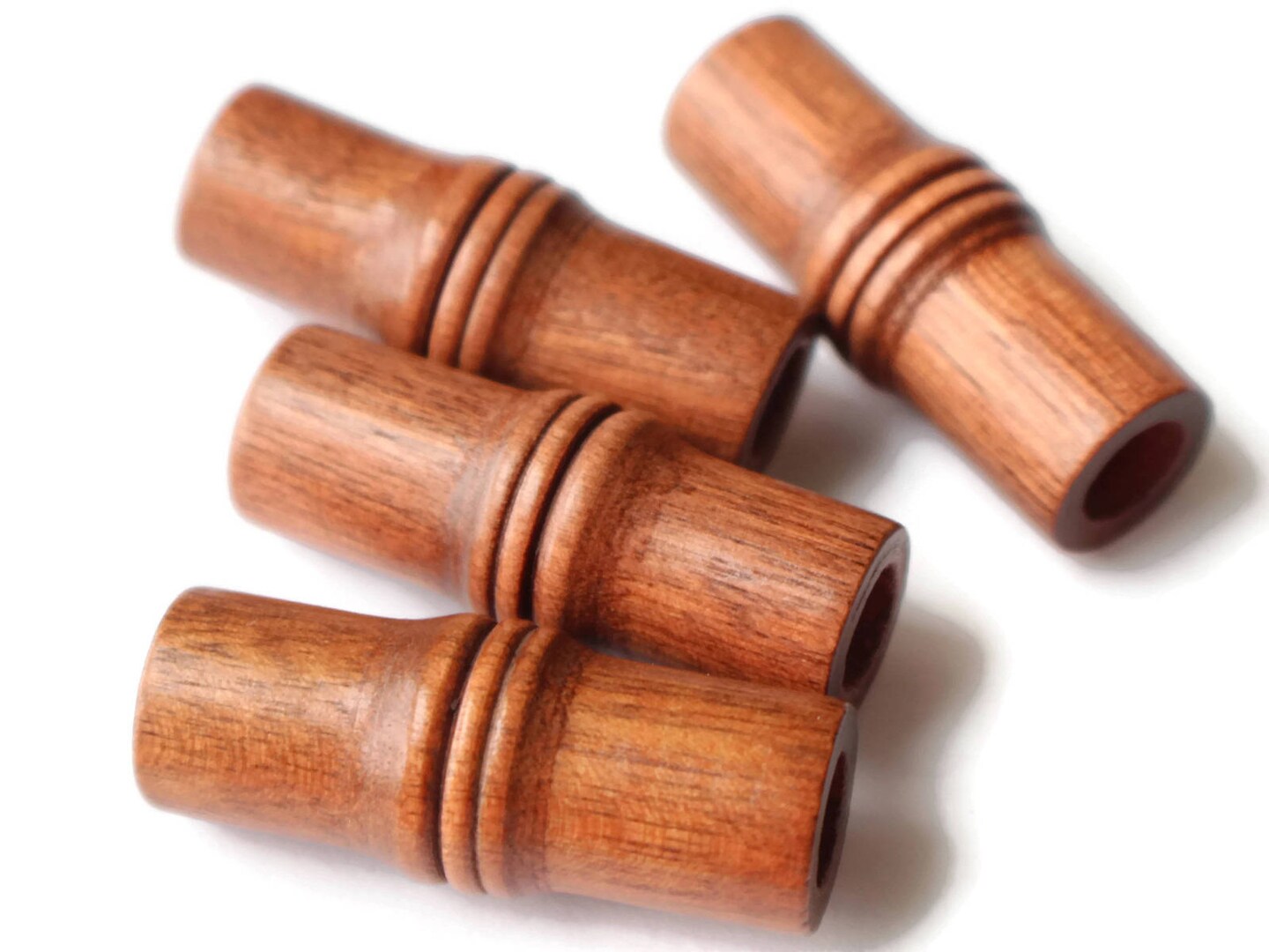 4 40mm Medium Brown Vintage Wood Tube Beads Wooden Large Hole Beads