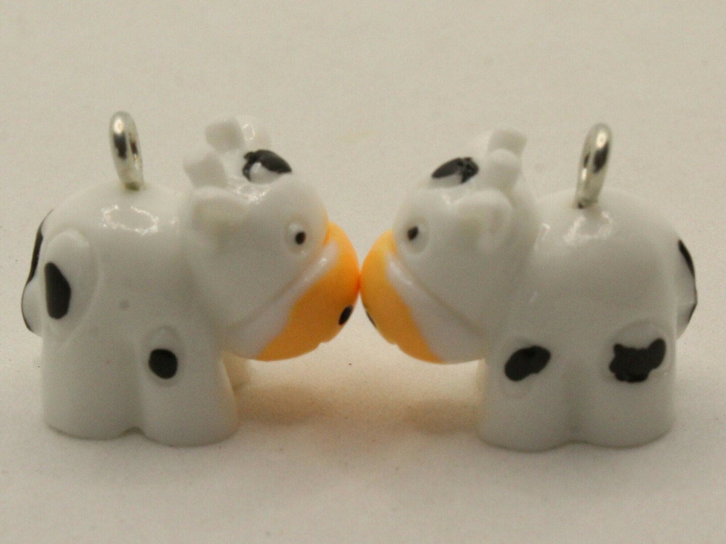 2 16mm Black and White Resin Cow Charms