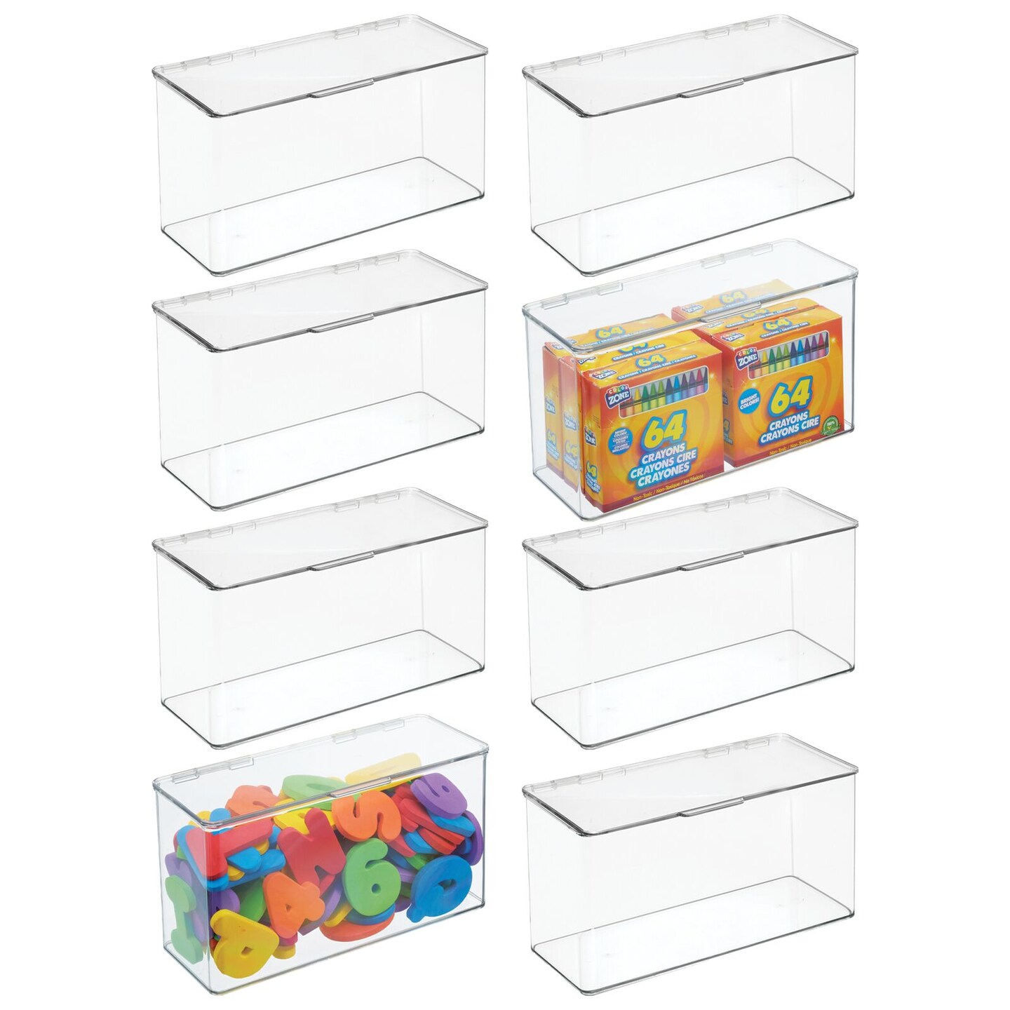 mDesign Plastic Bathroom Stackable Storage Container Box with Lid