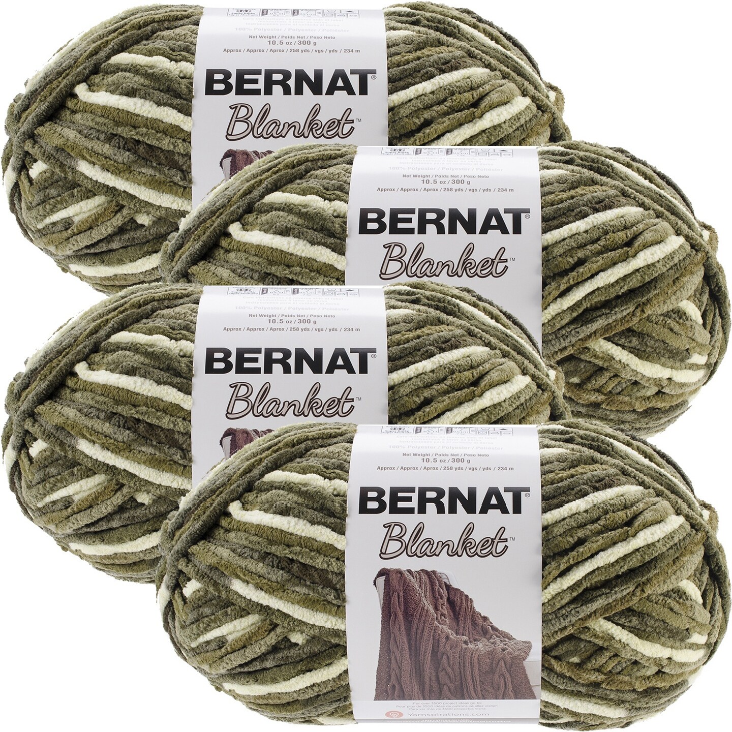Multipack of 4 Bernat Blanket Big Ball YarnGathering Moss Michaels