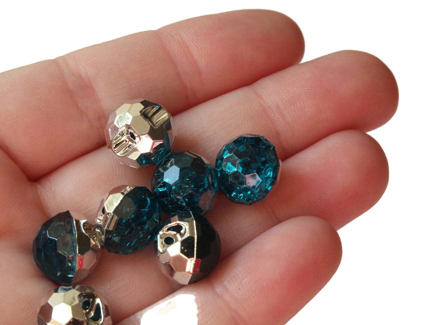 14 12mm Emerald Green Button Teal Acrylic Buttons Faceted Round Shank Buttons