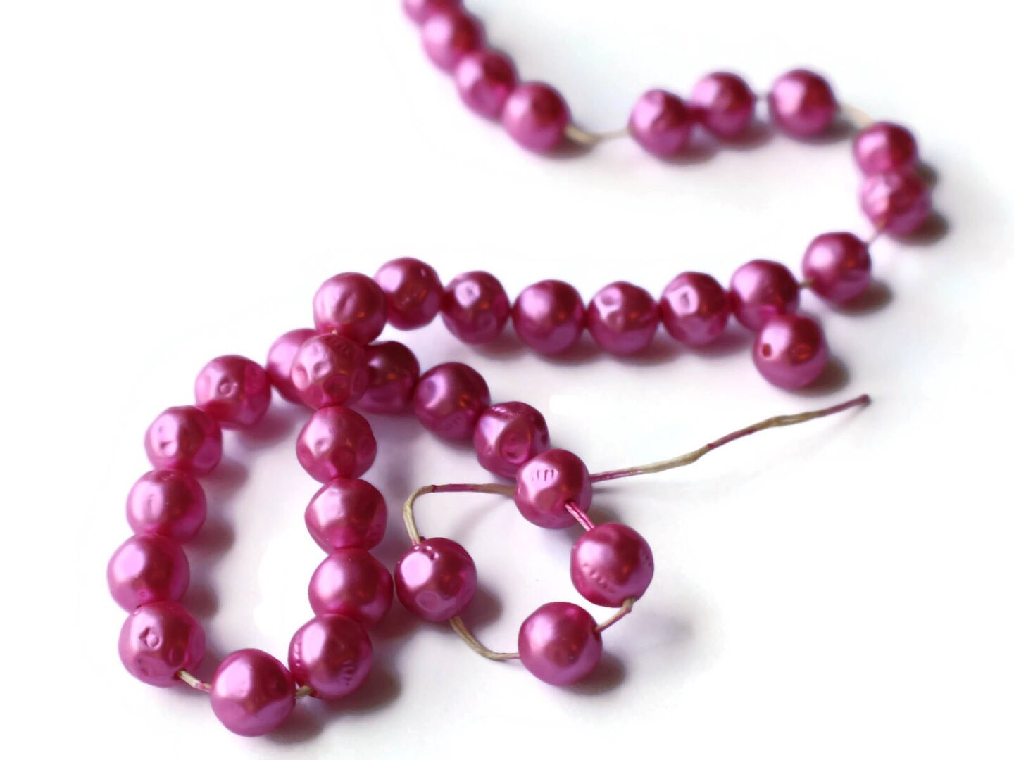 7mm Round Pink Vintage Plastic Pearl Beads Baroque Faux Pearls