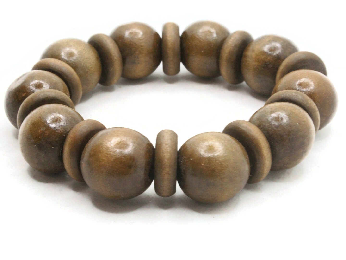 20 Brown Wooden Mixed Size Round and Disc Wood Beads