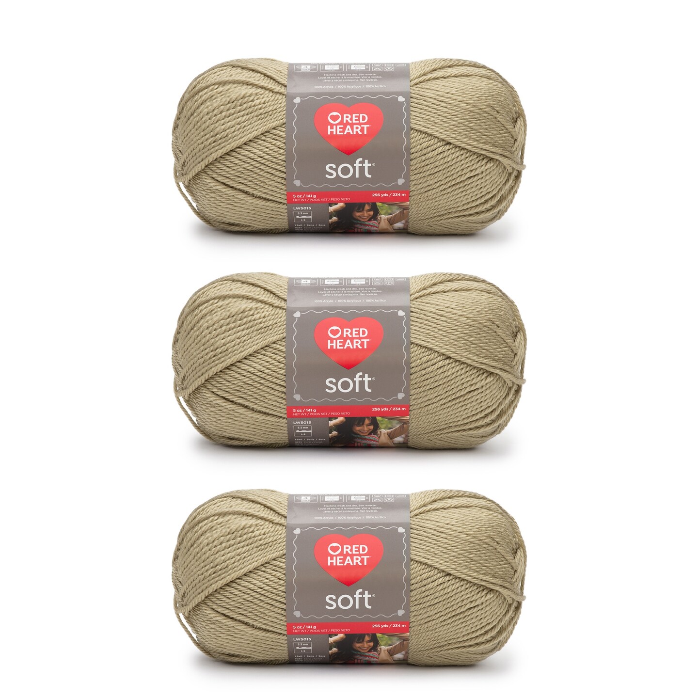 Red Heart Soft Wheat Yarn - 3 Pack of 141g/5oz - Acrylic - 4 Medium (Worsted) - 256 Yards - Knitting/Crochet