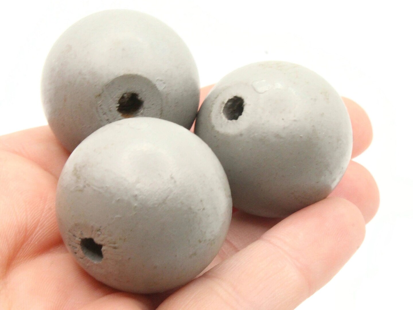 4 29mm Round Gray Vintage Wood Beads