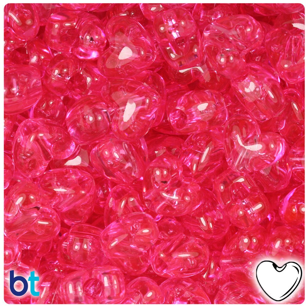 Clear Pink Beads, Translucent Pink Beads, Kandi Beads, Pink Pony Beads