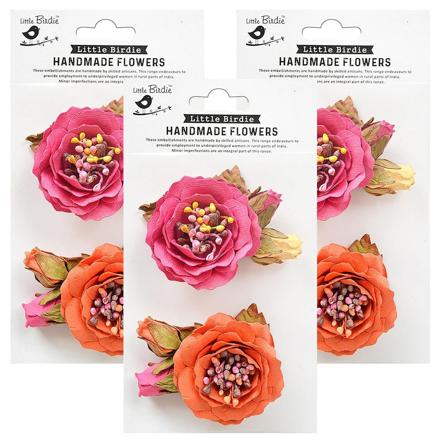 Pack Of 3 Little Birdie Marika Paper Flowers 2 Pkg Boho Vibes Michaels