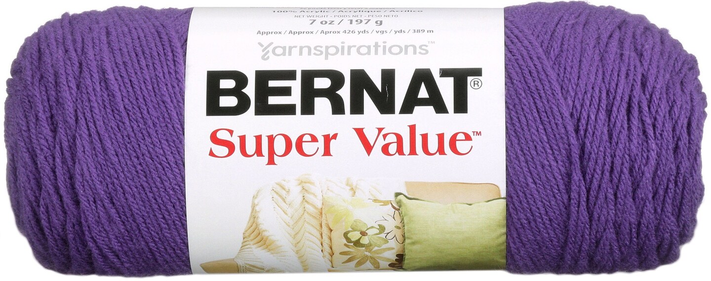 Bernat Super Value Light Damson Yarn - 3 Pack of 198g/7oz - Acrylic - 4 Medium (Worsted) - 426 Yards - Knitting/Crochet
