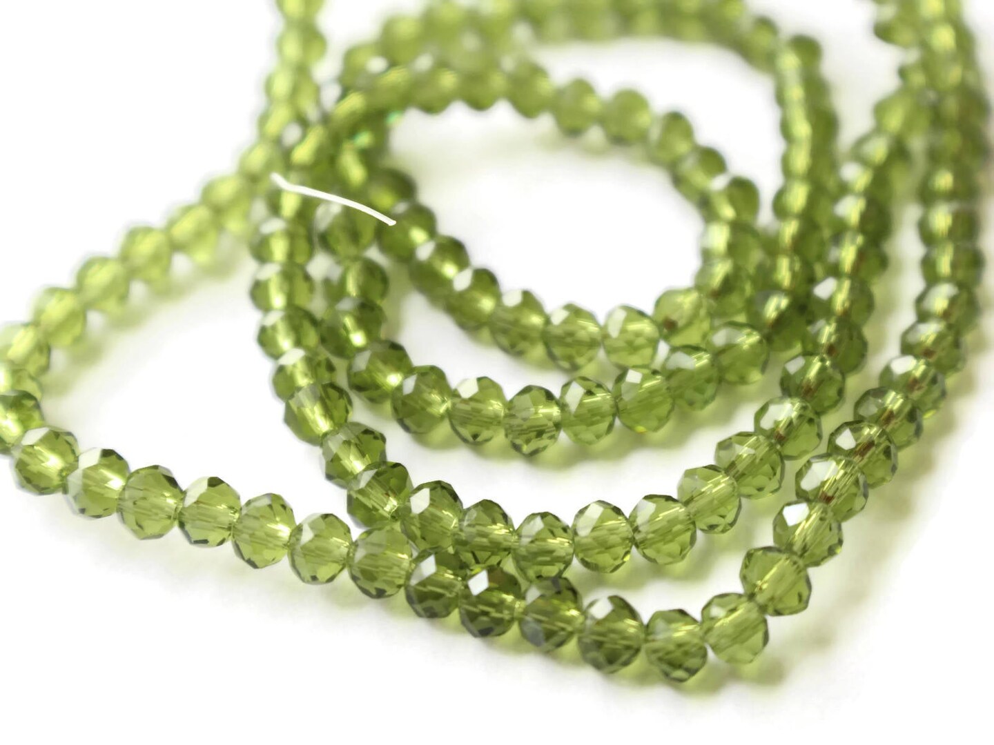 135 3mm x 4mm Green Crystal Faceted Rondelle Beads Full Strand