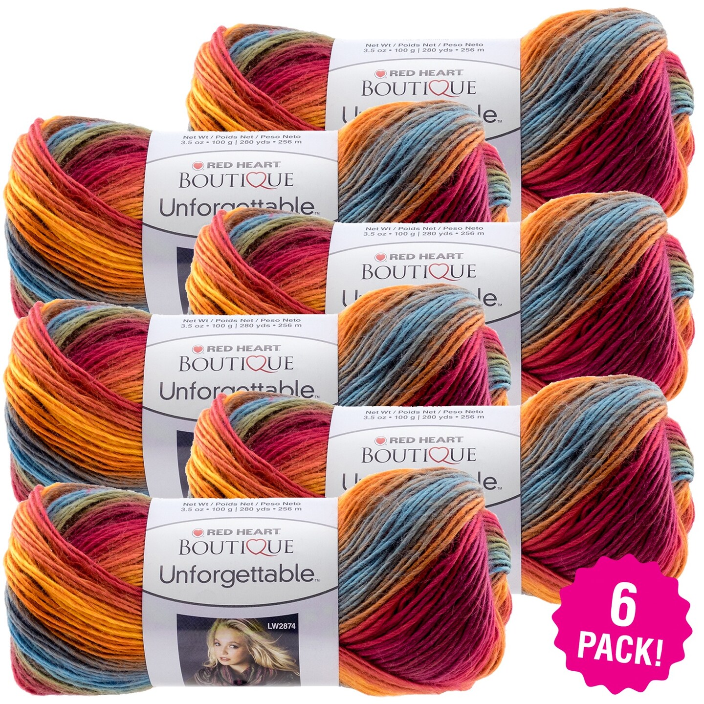 Multipack of 6 - Red Heart Unforgettable Yarn-Sunrise