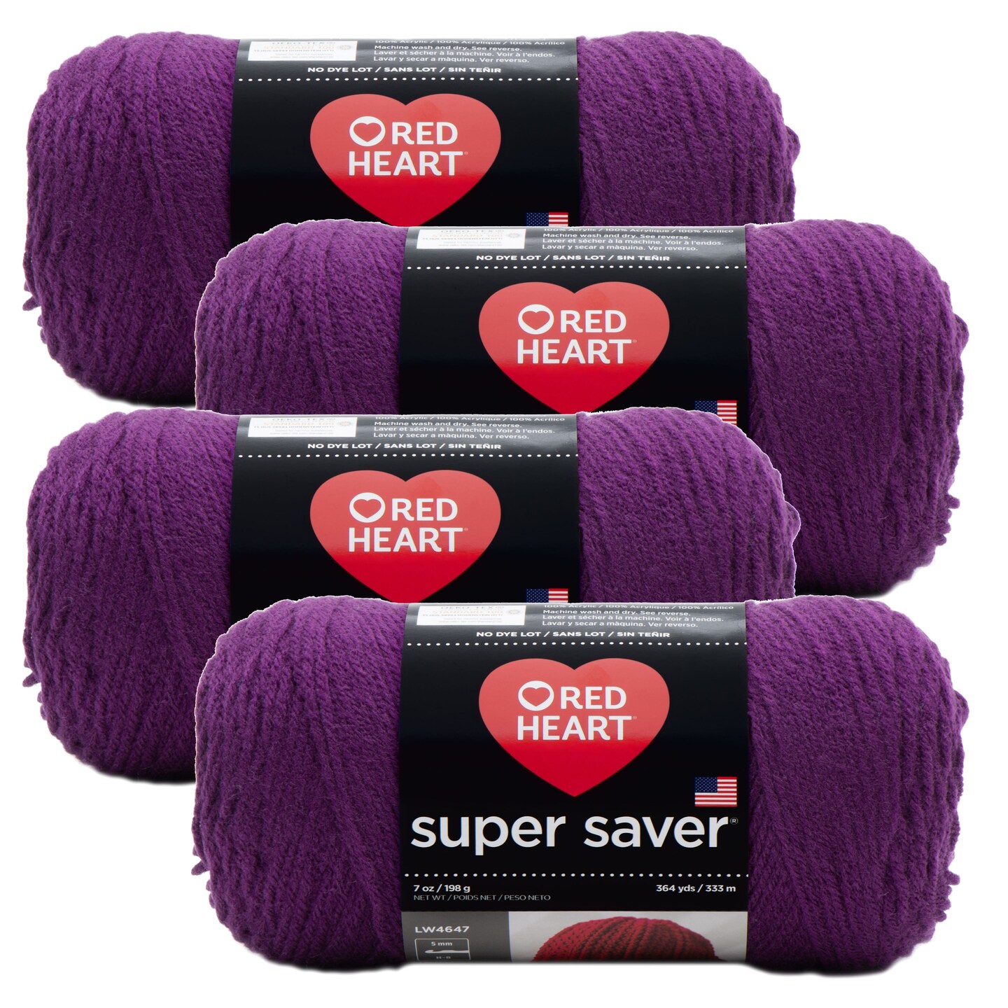 (Pack of 4) Red Heart Super Saver Yarn-Dark Orchid