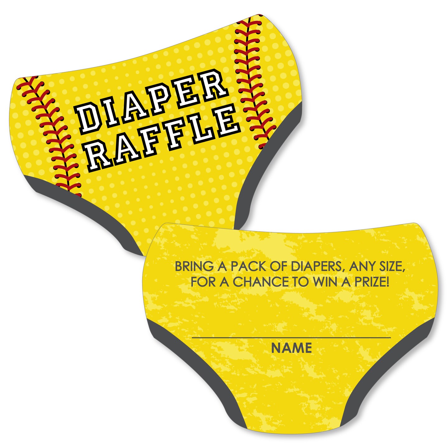 Big Dot of Happiness Grand Slam - Fastpitch Softball - Diaper Shaped Raffle Ticket Inserts - Baby Shower Activities - Diaper Raffle Game - Set of 24