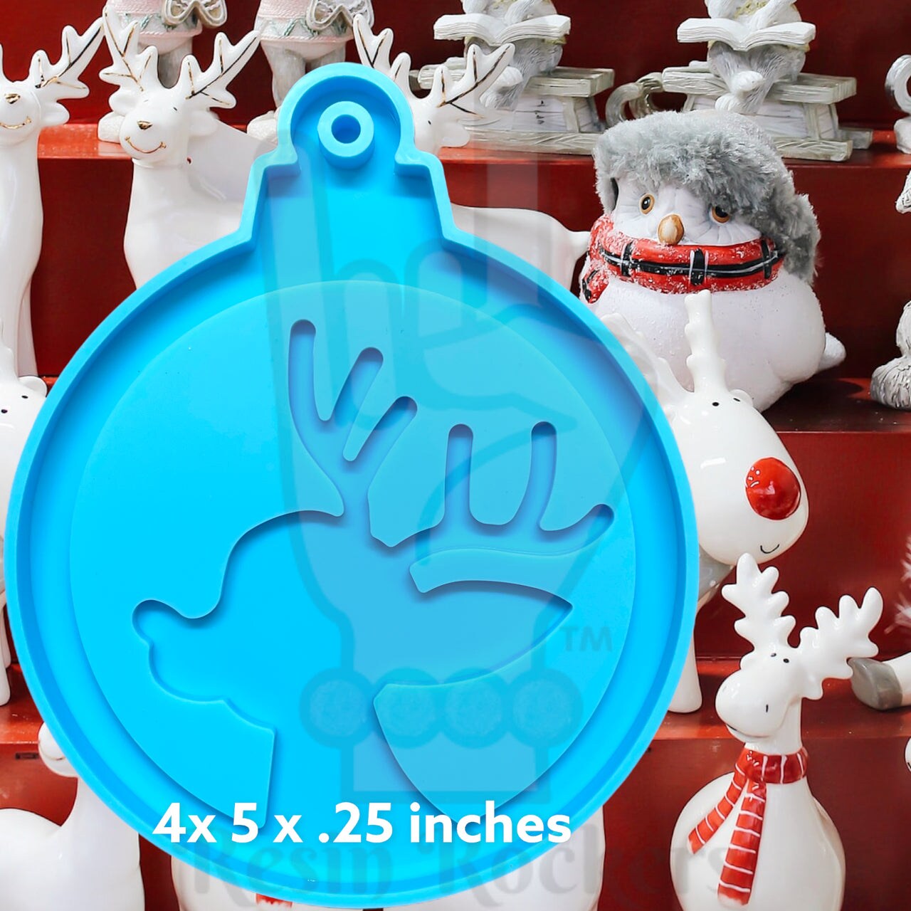 JUMBO Rudolph the Rednosed Reindeer Inspired Holiday Ornament Silicone Mold for Epoxy Resin Art