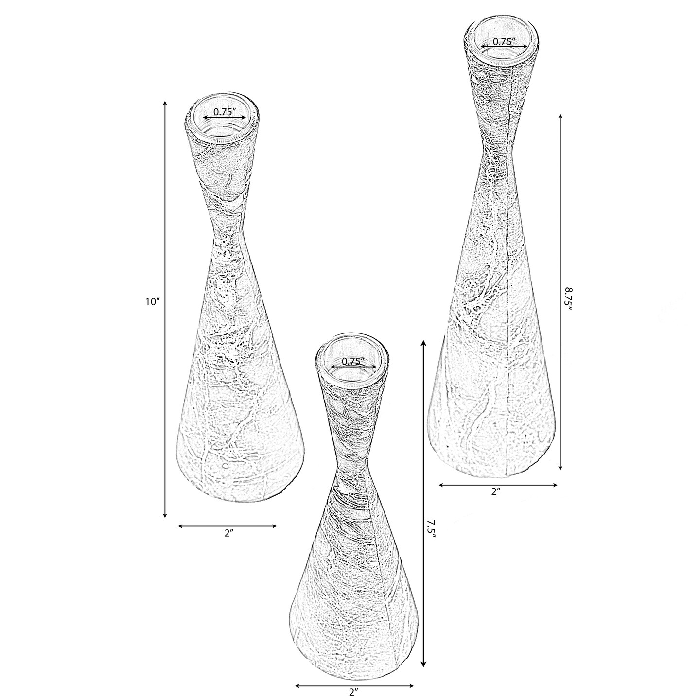 Set of 3 Decorative Resin Taper Candle Holders, Marble Design Modern Candlesticks