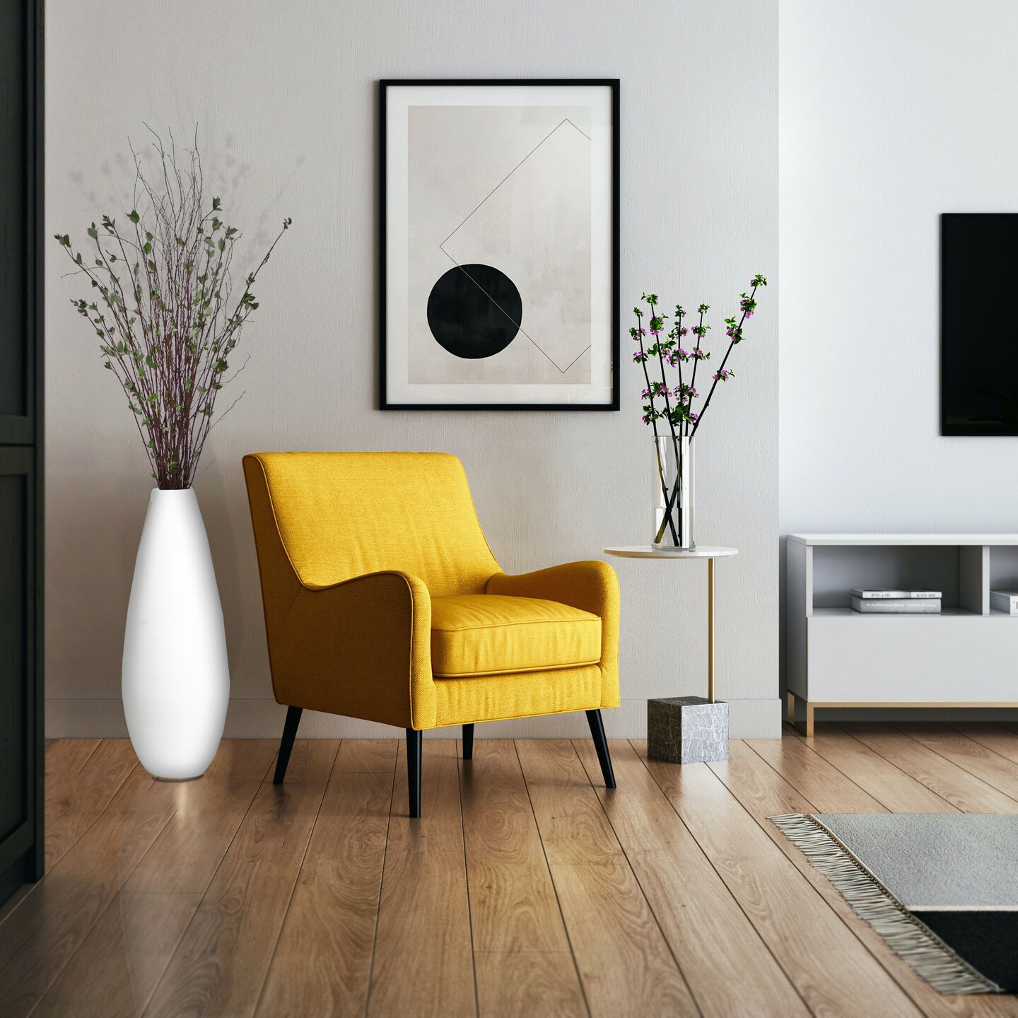 31.5&#x22; Spun Bamboo Tall Floor Vase - Sleek Metallic Finish, Elegant Home Decoration, Modern Accent Piece, Living Room Decor, Handcrafted Bamboo Art, Contemporary Interior Design, Unique Tall Vase
