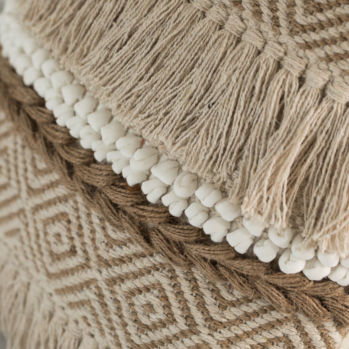 16&#x22; Decorative Handwoven Cotton Throw Pillow Cover with Embossed Dots