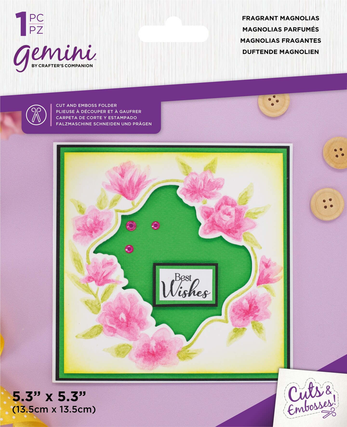 Gemini Cut And Emboss Folder 5"X5"Fragrant Magnolias Michaels