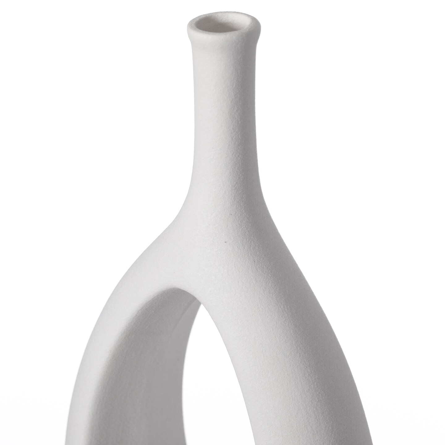 Contemporary White Ceramic Unique Shaped Flower Table Vase Centerpiece