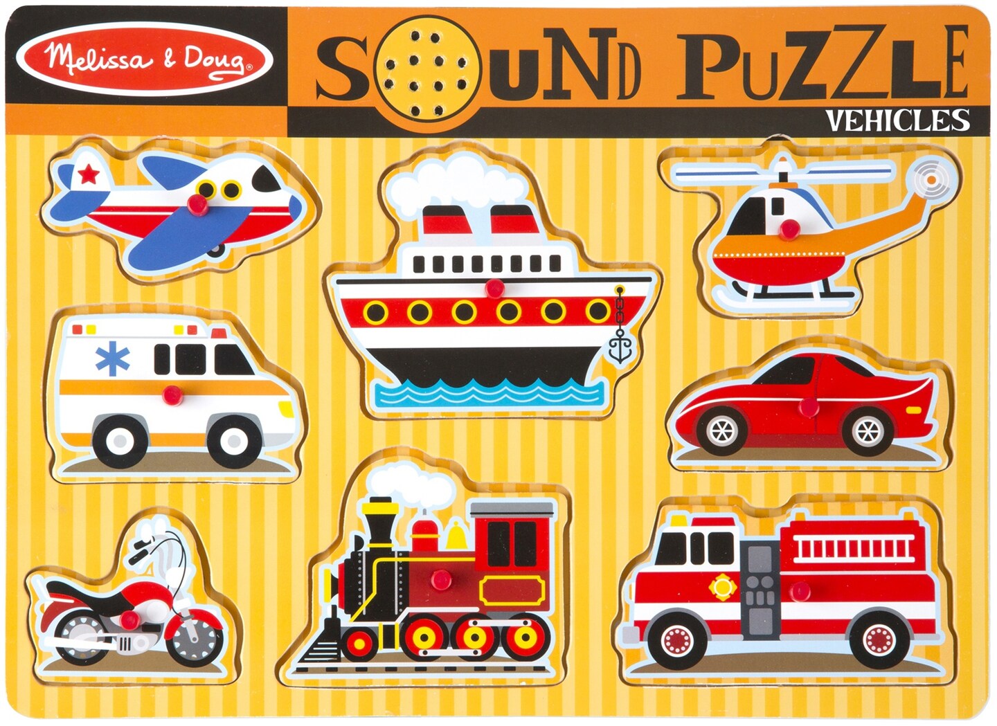 Melissa &#x26; Doug Wooden Sound Puzzle 8Pcs-Vehicles