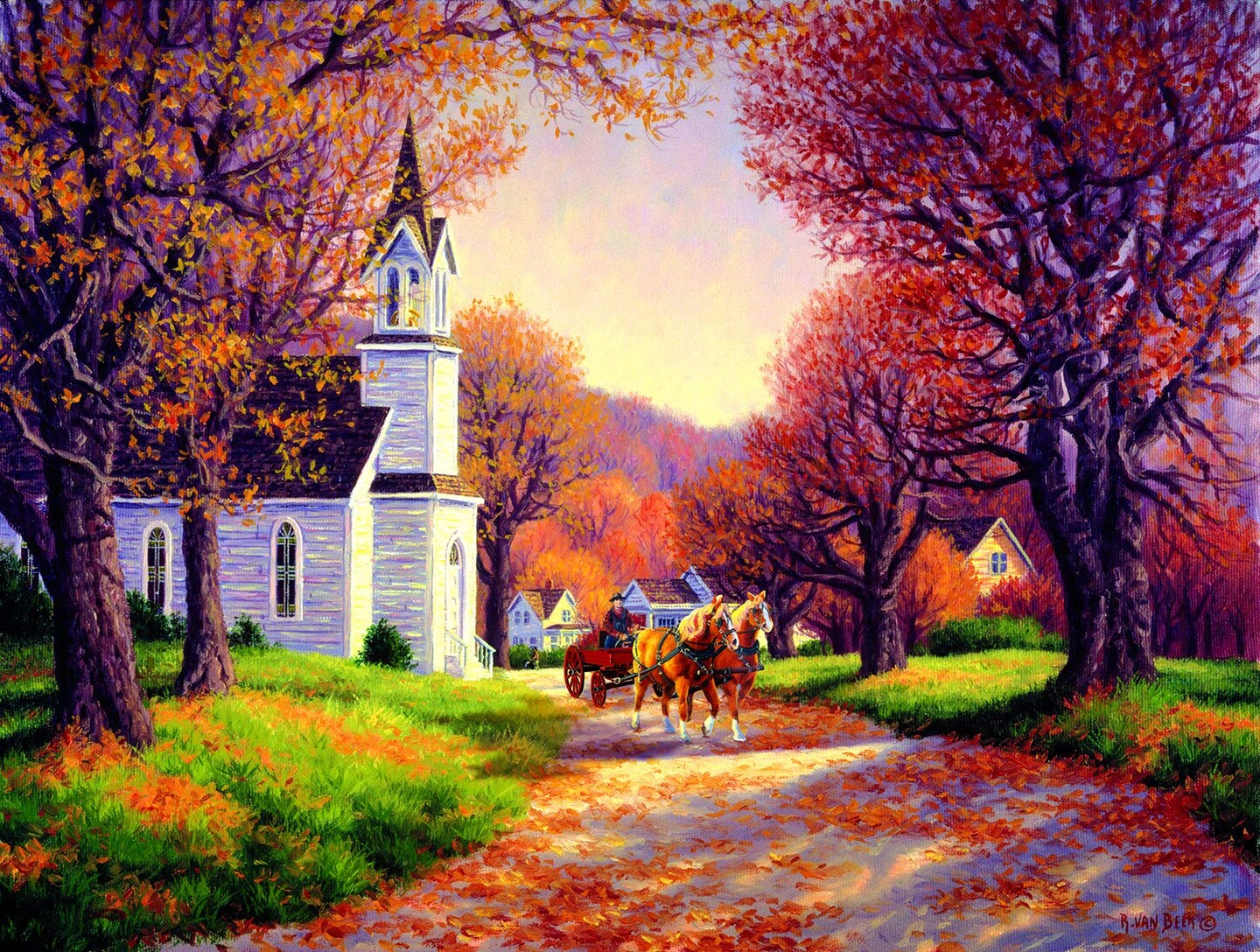 Sunsout Road by the Church 500 pc   Jigsaw Puzzle 62809