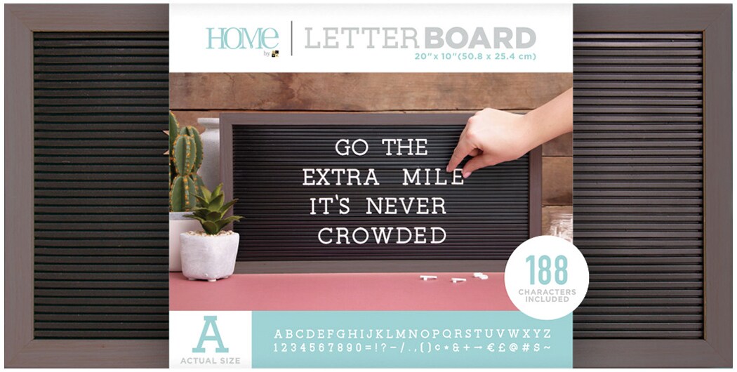 DCWV Framed Letterboard 20&#x22;X10&#x22;-Gray Stained W/Black Insert