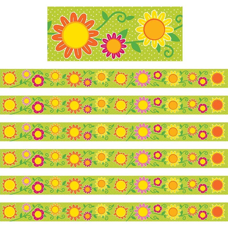 Sunshine &#x26; Flowers Straight Border, 36 Feet Per Pack, 6 Packs