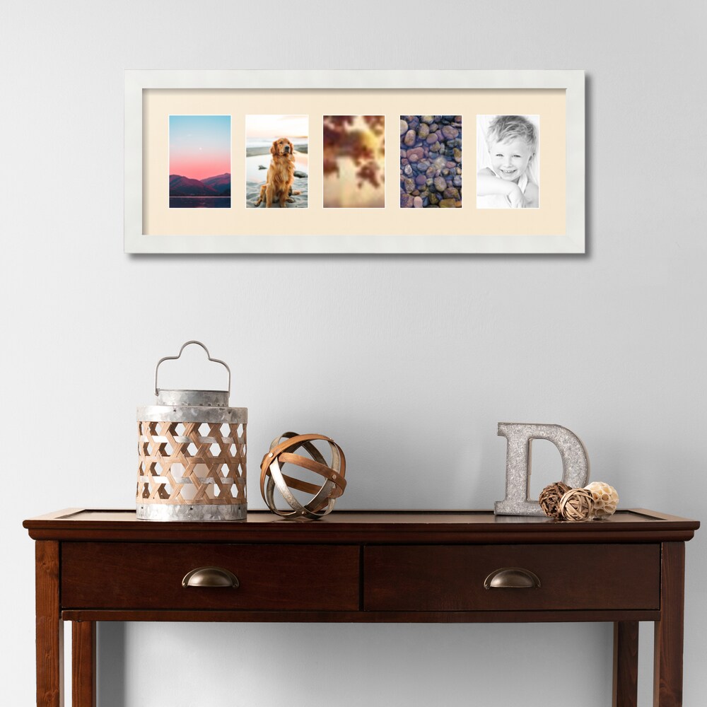 ArtToFrames Collage Photo Picture Frame with 5 - 4x6 inch Openings, Framed in White with Over 62 Mat Color Options and Plexi Glass (CSM-3966-153)