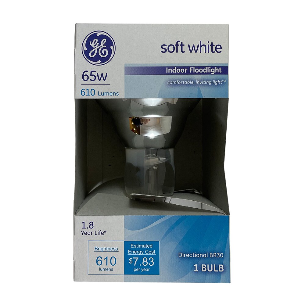 GE 65w BR30 610Lm Flood Reflector Incandescent Soft White Bulb