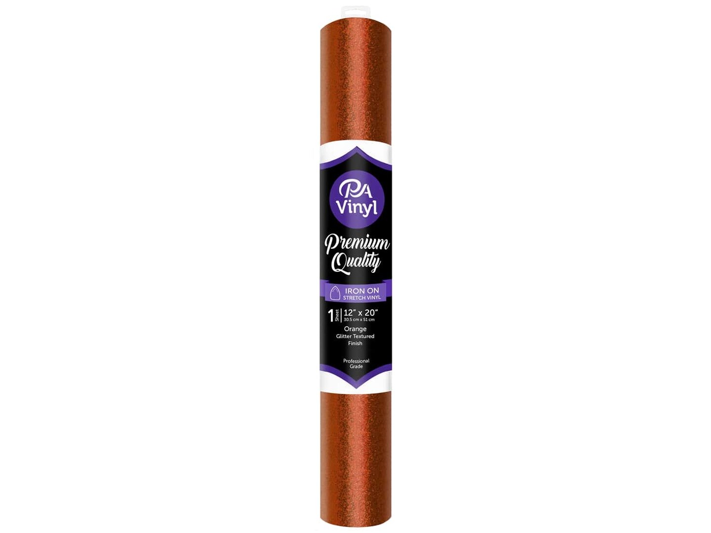 PA Iron-On Stretch Vinyl - 12 x 20 in. - Glitter Texture Orange