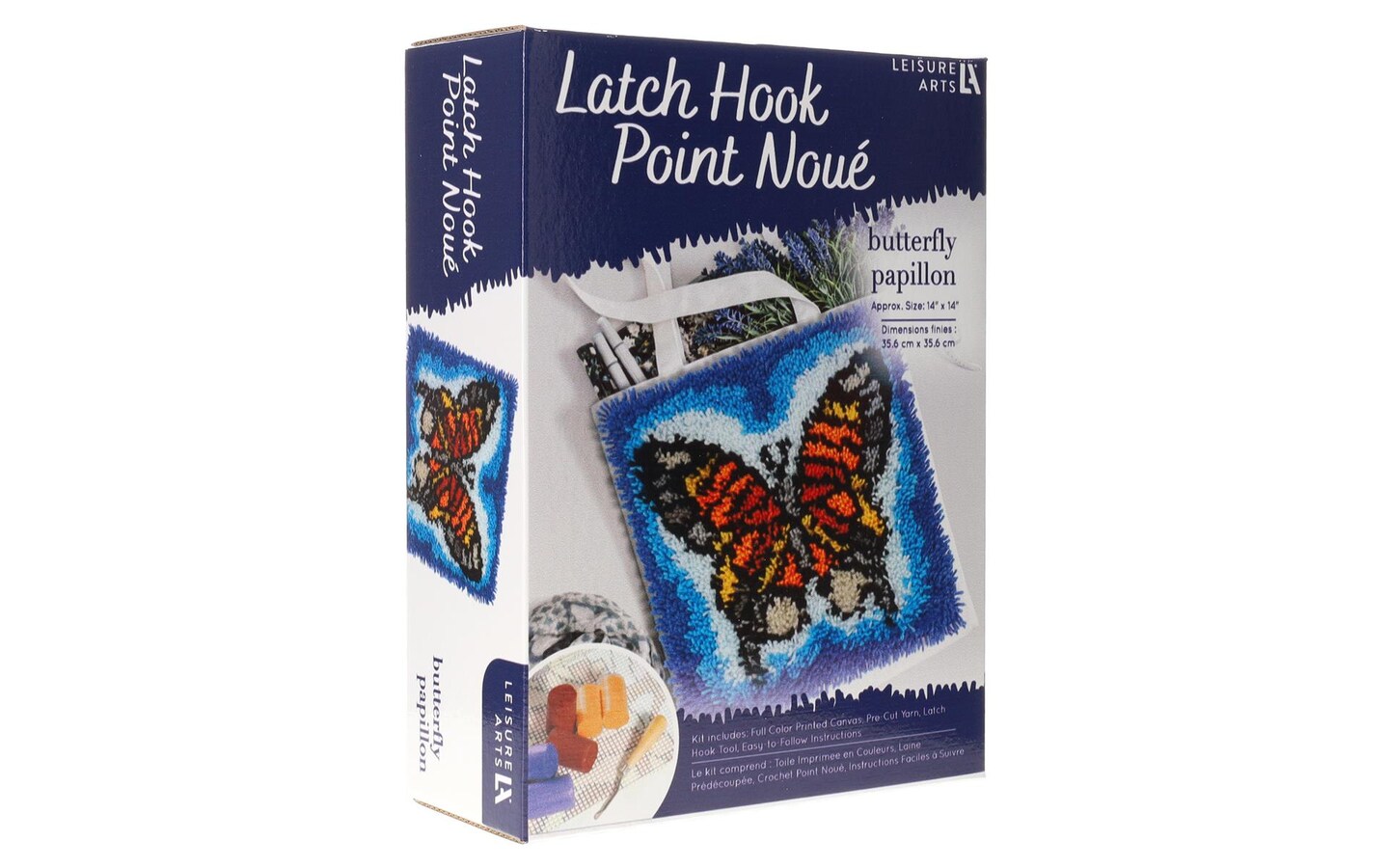 Latch Hook Rug Kits for Adults Kids DIY Rug Crochet Yarn Kits Tapestry Kits Butterfly Rug Making Kits with Printed Canvas Carpet Needlework Doormat