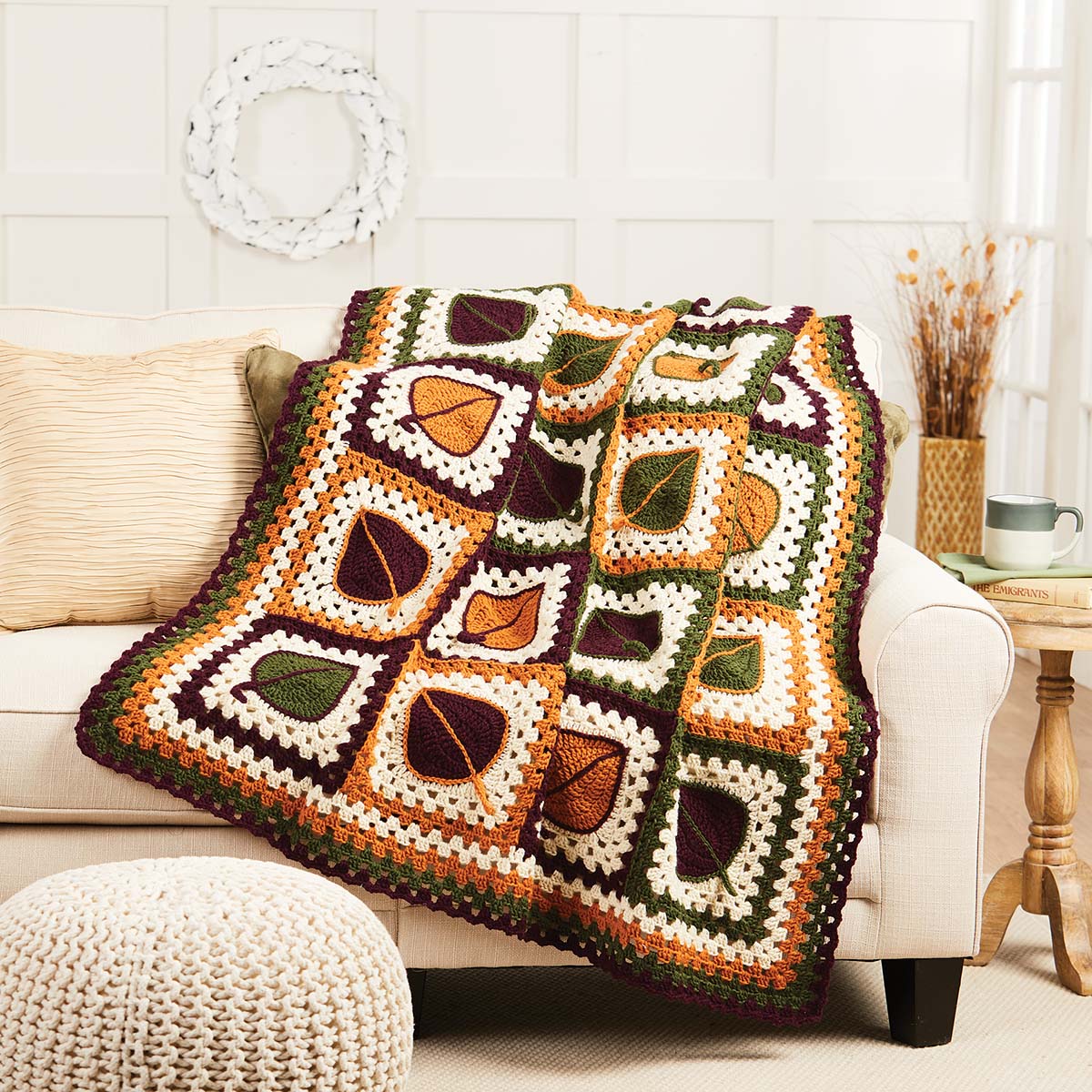 Herrschners Autumn Squares Crochet Afghan Kit Michaels