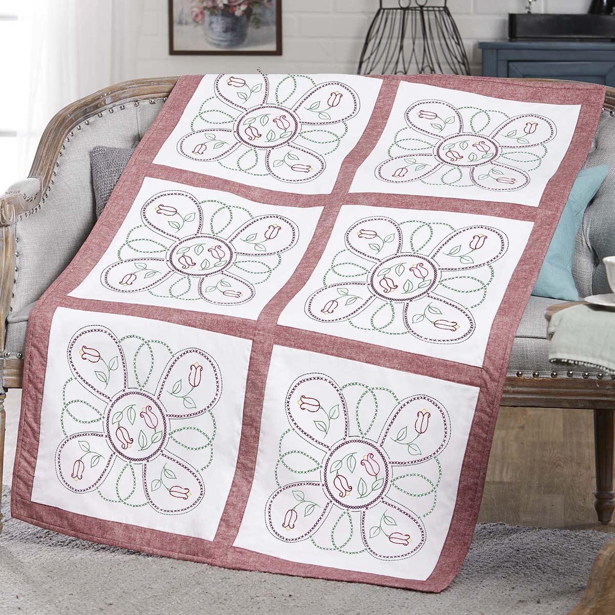 Herrschners Millie Quilt Blocks Stamped Embroidery | Michaels