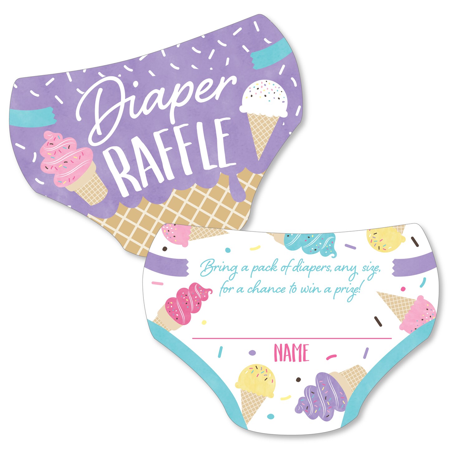 Big Dot of Happiness Scoop Up The Fun Ice Cream Diaper Shaped