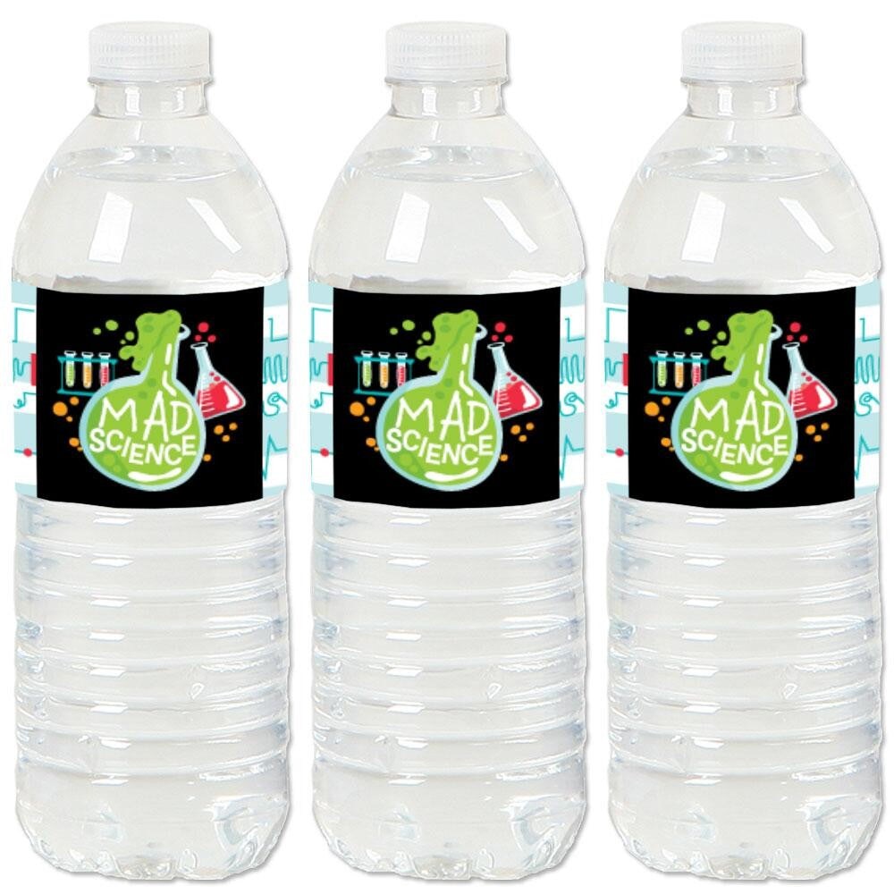 Big Dot of Happiness Scientist Lab - Baby Shower or Birthday Party Water Bottle Sticker Labels - Set of 20