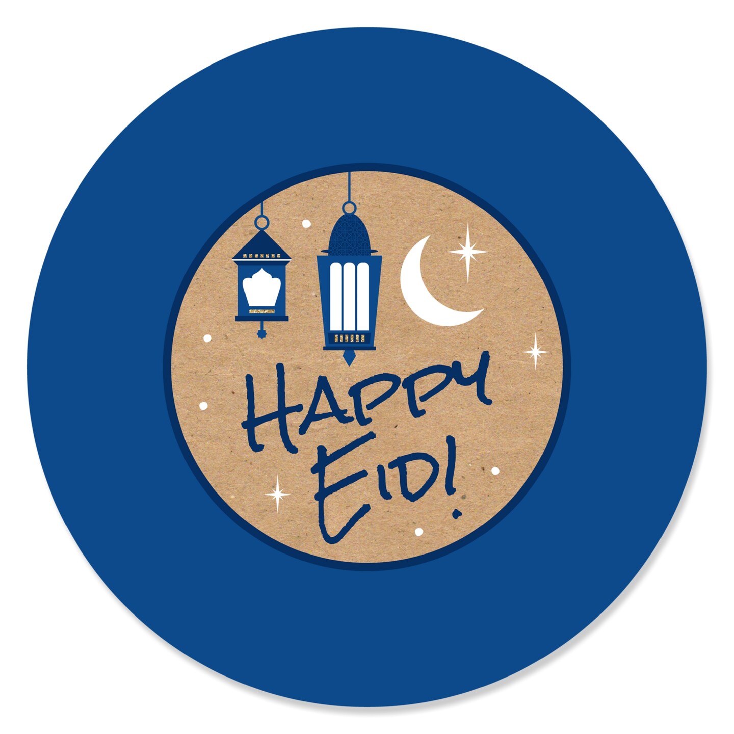 Big Dot of Happiness Ramadan - Eid Mubarak Circle Sticker Labels - 24 Count - Happy Eid